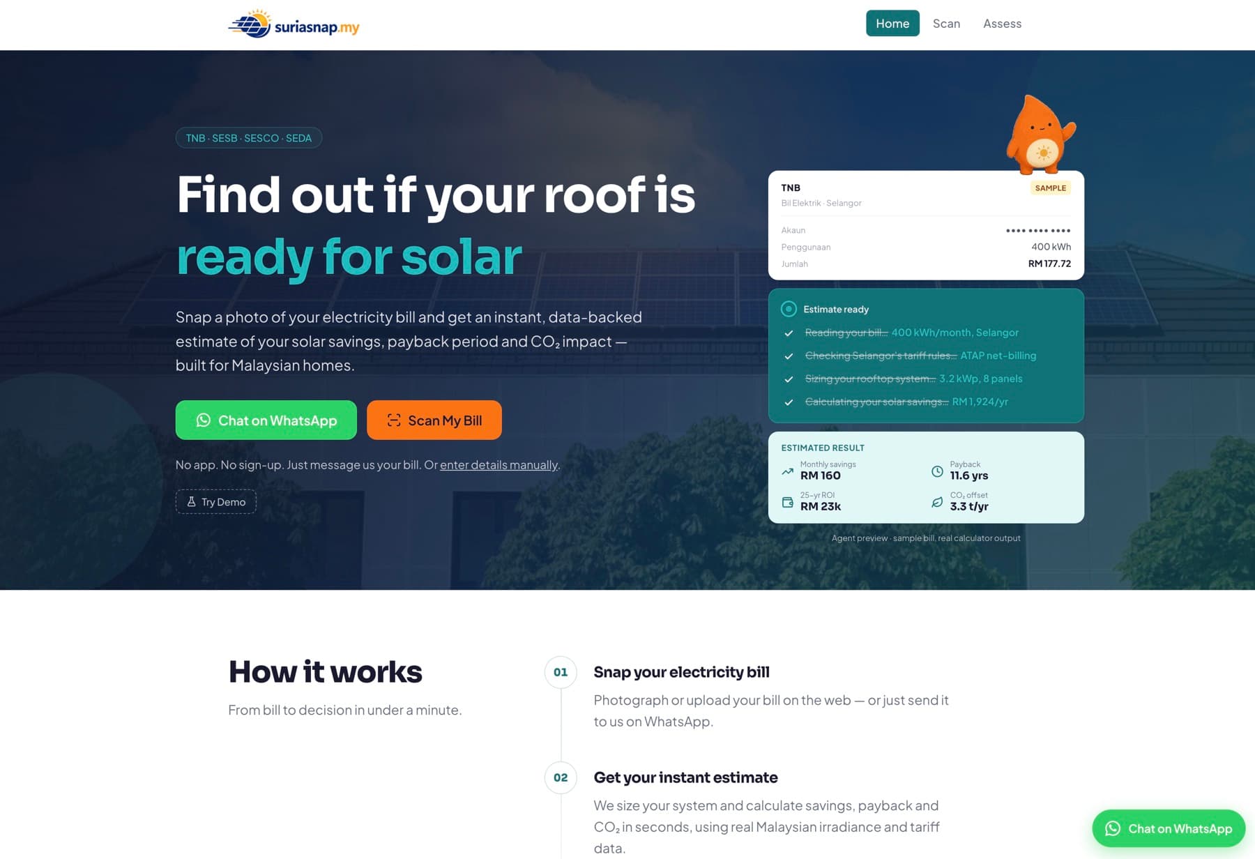 SuriaSnap landing page